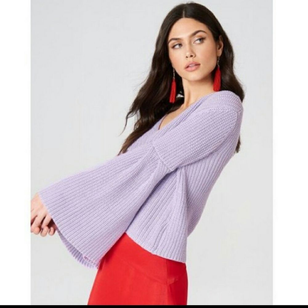 Free People Lavender Sweater with Bell Sleeves XS